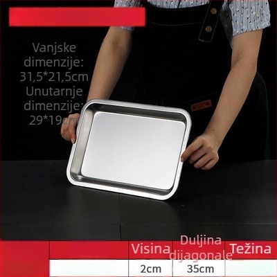 304 nehrđajući čelik, pravokutni pladanj s elektroplatinom površinom, debeli dizajn za parenje i pečenje, pogodan za kućne i hotelske kuhinje