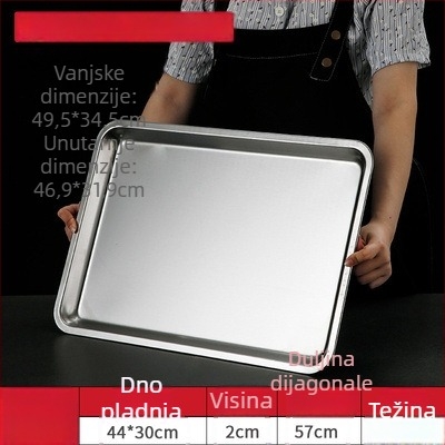 304 nehrđajući čelik, pravokutni pladanj s elektroplatinom površinom, debeli dizajn za parenje i pečenje, pogodan za kućne i hotelske kuhinje