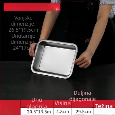 304 nehrđajući čelik, pravokutni pladanj s elektroplatinom površinom, debeli dizajn za parenje i pečenje, pogodan za kućne i hotelske kuhinje