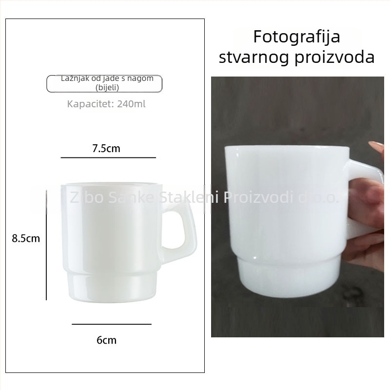 Staklena šalica otporna na toplinu s drškom, korejskog stila, ručno pečena cilindričnog oblika, 300 g