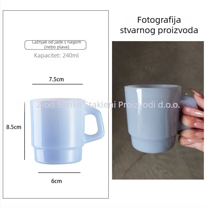 Staklena šalica otporna na toplinu s drškom, korejskog stila, ručno pečena cilindričnog oblika, 300 g