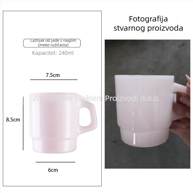 Staklena šalica otporna na toplinu s drškom, korejskog stila, ručno pečena cilindričnog oblika, 300 g