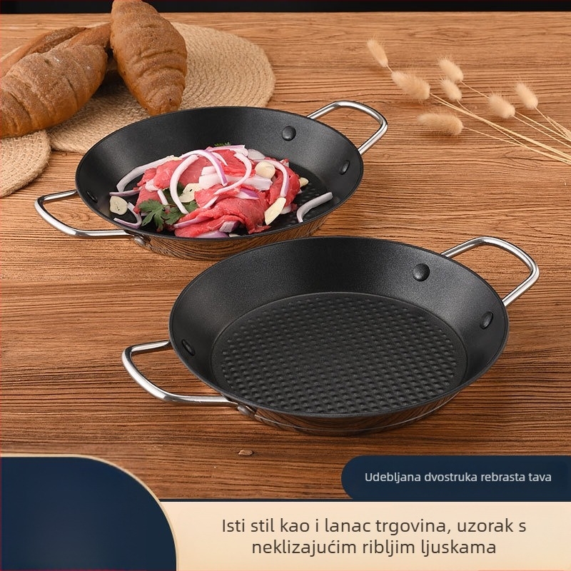 Tiganj za rebrene od govedine – nehrđajući čelik, korejski stil, neprijanjajuće, višeslojno dno, za prženje i vanjski roštilj