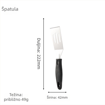 Nehrđajuća čelična teppanyaki špatula s plastičnom ručkom; protuklizna, otporna na visoke temperature, zaštita od opeklina