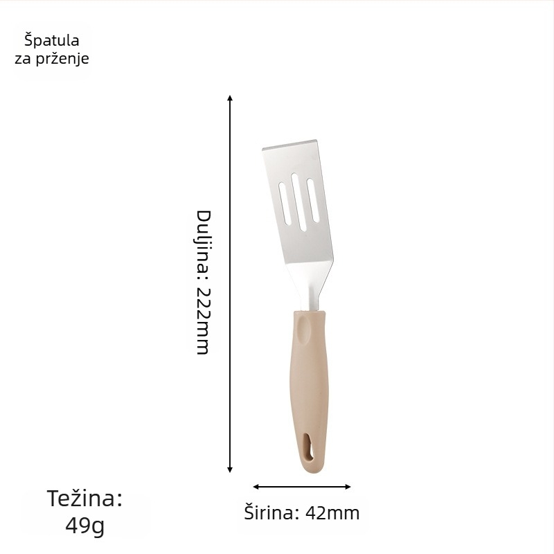 Nehrđajuća čelična teppanyaki špatula s plastičnom ručkom; protuklizna, otporna na visoke temperature, zaštita od opeklina