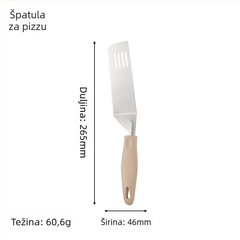 Nehrđajuća čelična teppanyaki špatula s plastičnom ručkom; protuklizna, otporna na visoke temperature, zaštita od opeklina