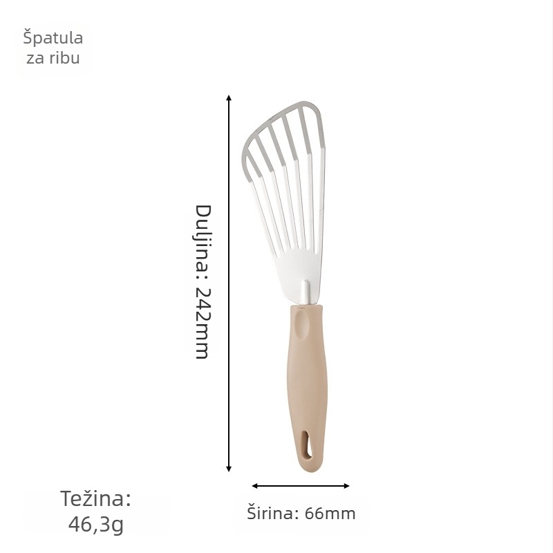 Nehrđajuća čelična teppanyaki špatula s plastičnom ručkom; protuklizna, otporna na visoke temperature, zaštita od opeklina