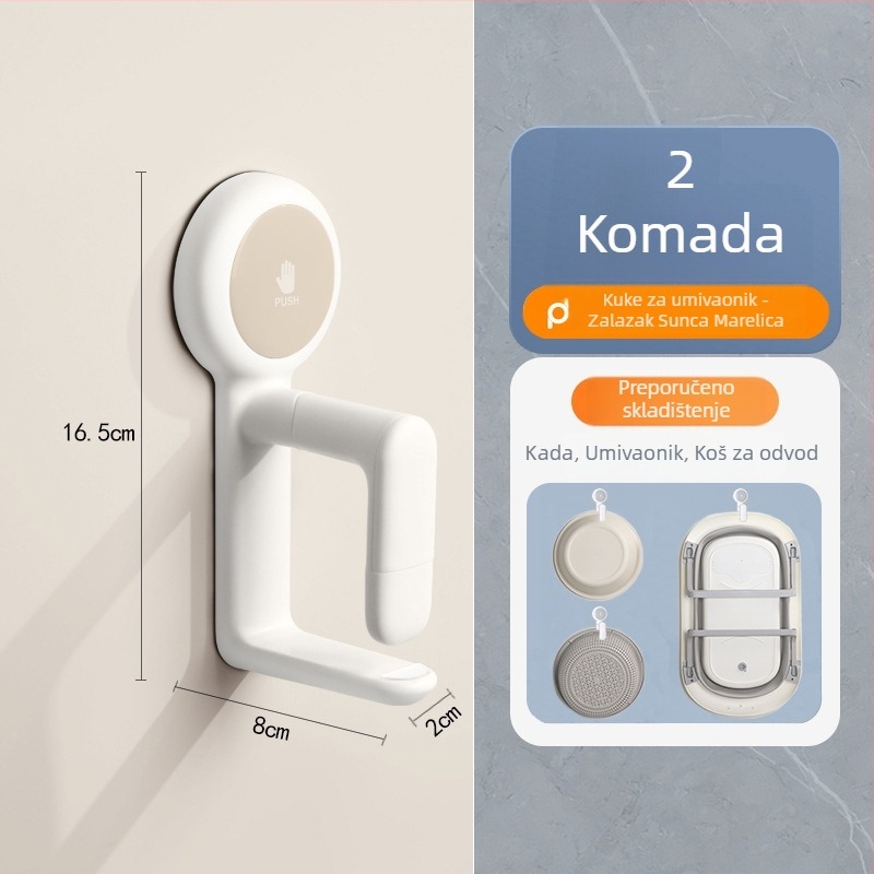 Zidni višenamjenski držač s usisnom kapom za umivaonik i kadu – plastični, ordpro, 130 g, bez bušenja, moderan stil