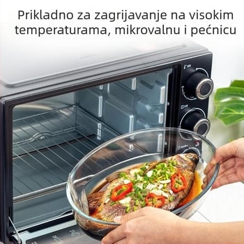 Staklena pločica za ribu na parenje, prozirni ovalni oblik, termički otporna, mogućnost ispisa logotipa i prilagodbe, nije prikladna za mikrovalnu