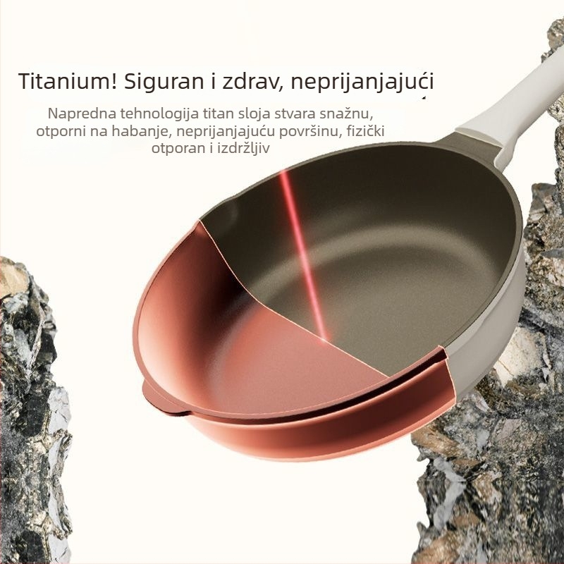 Tiganj za prženje od aluminijske legure s neprijanjajućim premazom, model TCBTJG, višeslojno dno, težina oko 1,5 kg