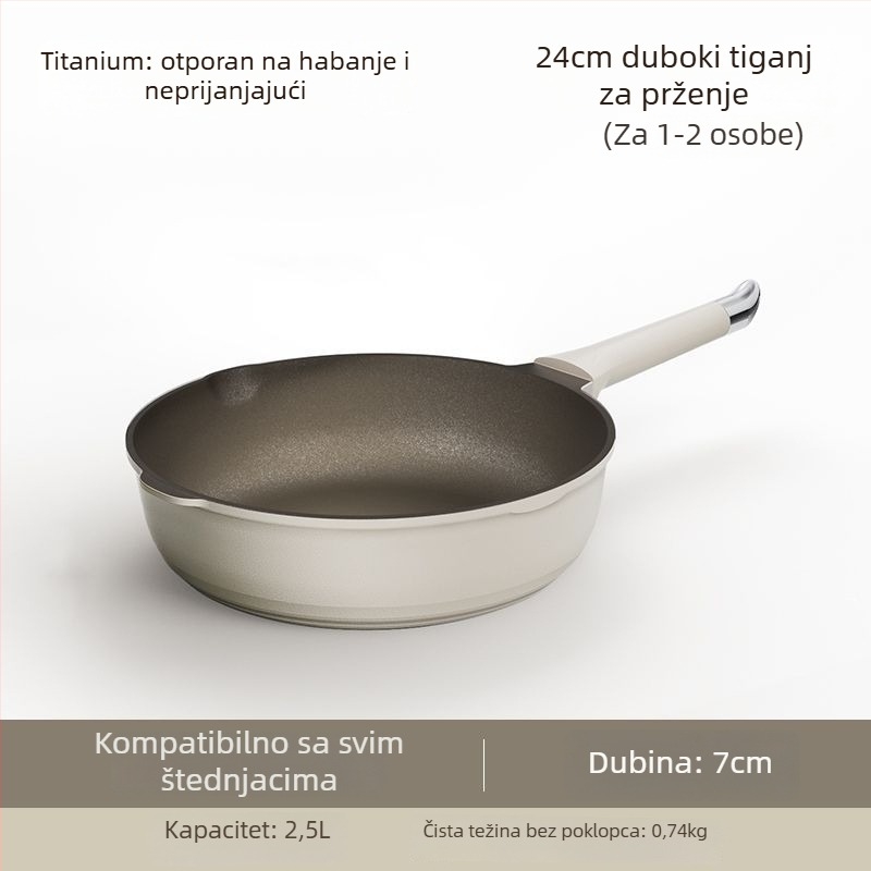 Tiganj za prženje od aluminijske legure s neprijanjajućim premazom, model TCBTJG, višeslojno dno, težina oko 1,5 kg