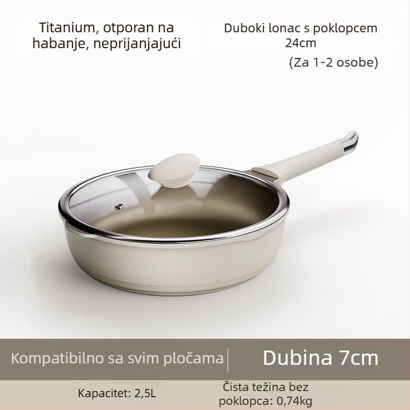 Tiganj za prženje od aluminijske legure s neprijanjajućim premazom, model TCBTJG, višeslojno dno, težina oko 1,5 kg