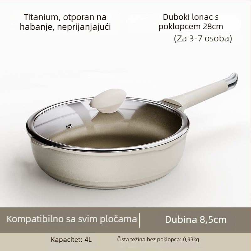 Tiganj za prženje od aluminijske legure s neprijanjajućim premazom, model TCBTJG, višeslojno dno, težina oko 1,5 kg