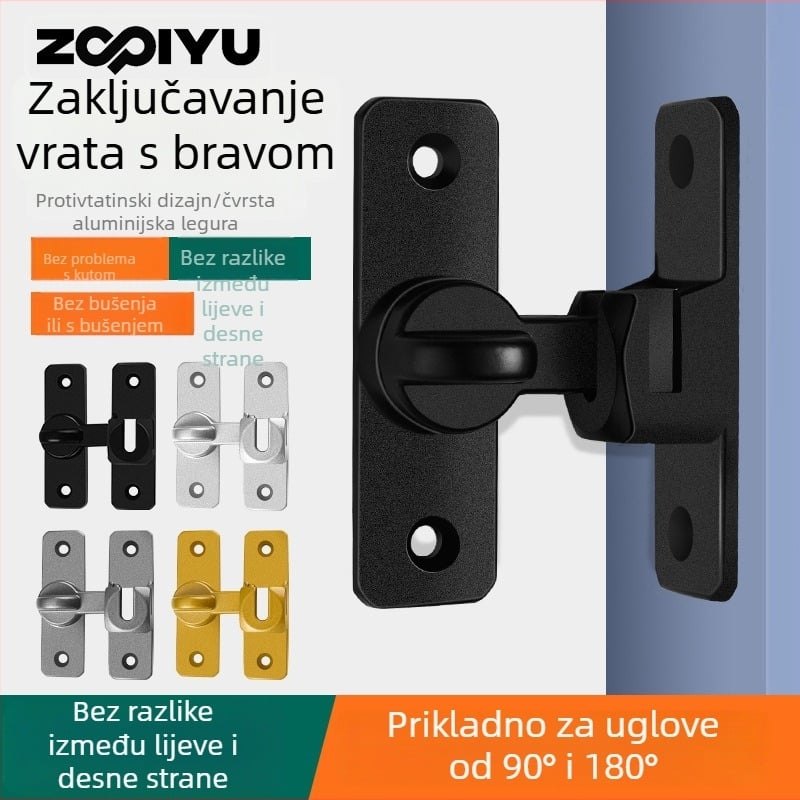 Brava za vrata od aluminijske legure, tip A zasun, elektroplatinirana površina, moderan minimalistički dizajn