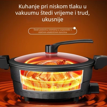 Električna višenamjenska posuda za kuhanje s neprijanjajućom površinom i staklenim poklopcem, 1400W, 220V, aluminijska legura