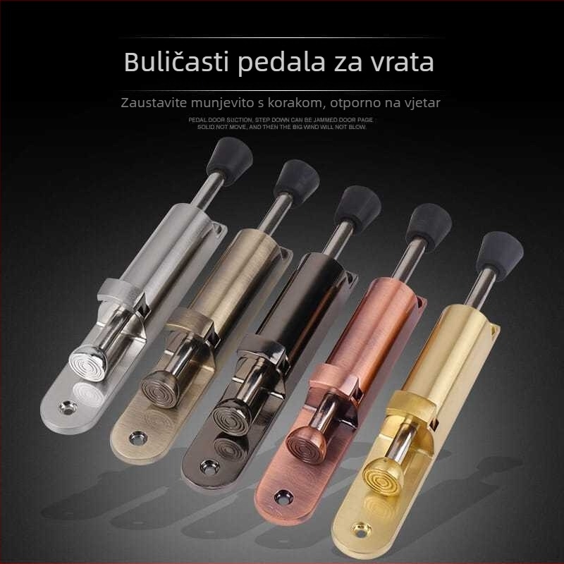 Podnožno ugrađeni stopač za vrata s produženim pedalama, model 832, cinkova legura, ručno upravljanje.