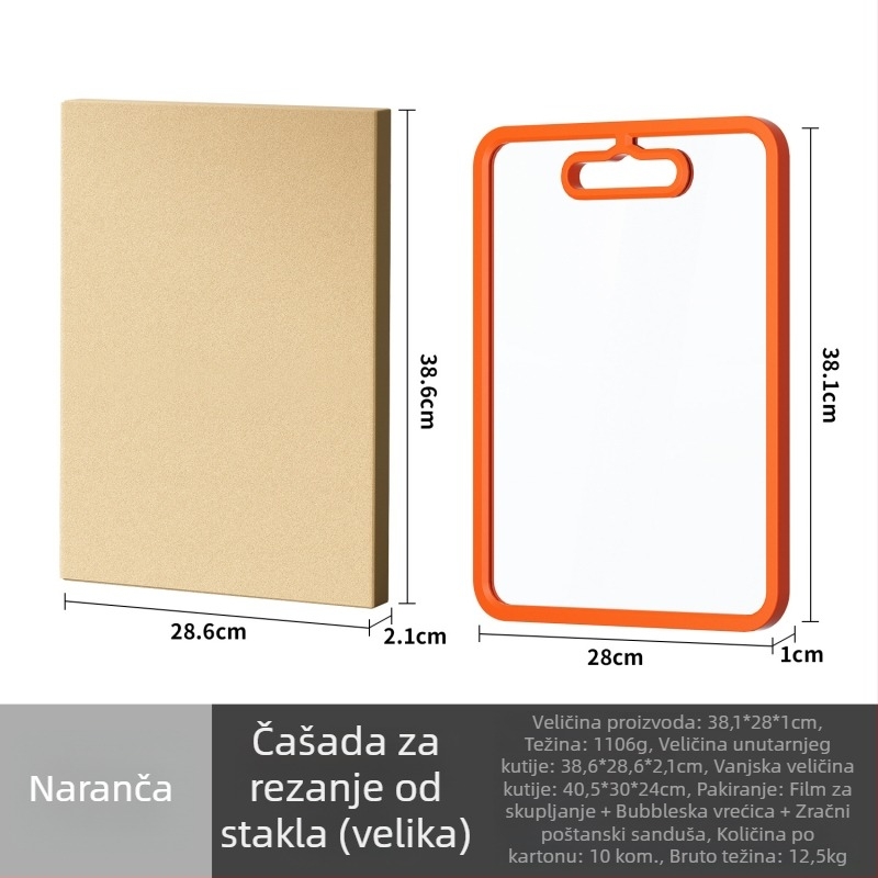 Daska za rezanje od kaljenog stakla, dvostrana, protuklizna, antibakterijska, za voće i povrće