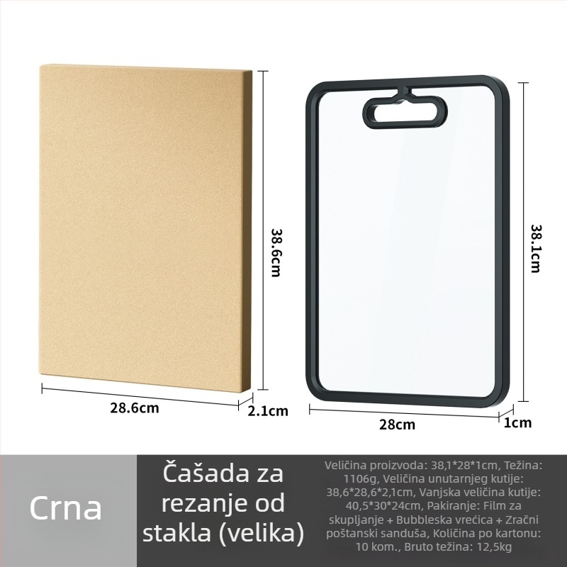 Daska za rezanje od kaljenog stakla, dvostrana, protuklizna, antibakterijska, za voće i povrće