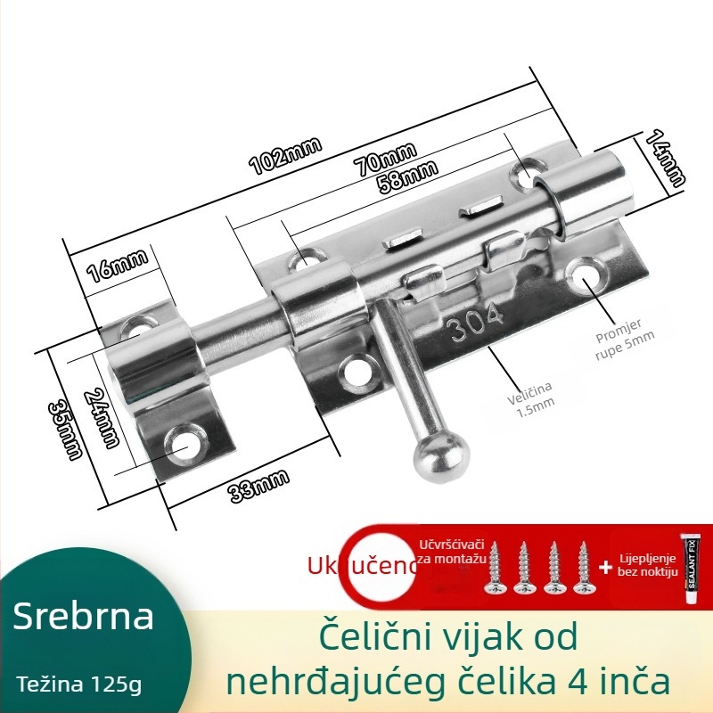 Brava od nehrđajućeg čelika 304 za drvena vrata i prozore, površinski montirana, lijevo i desno