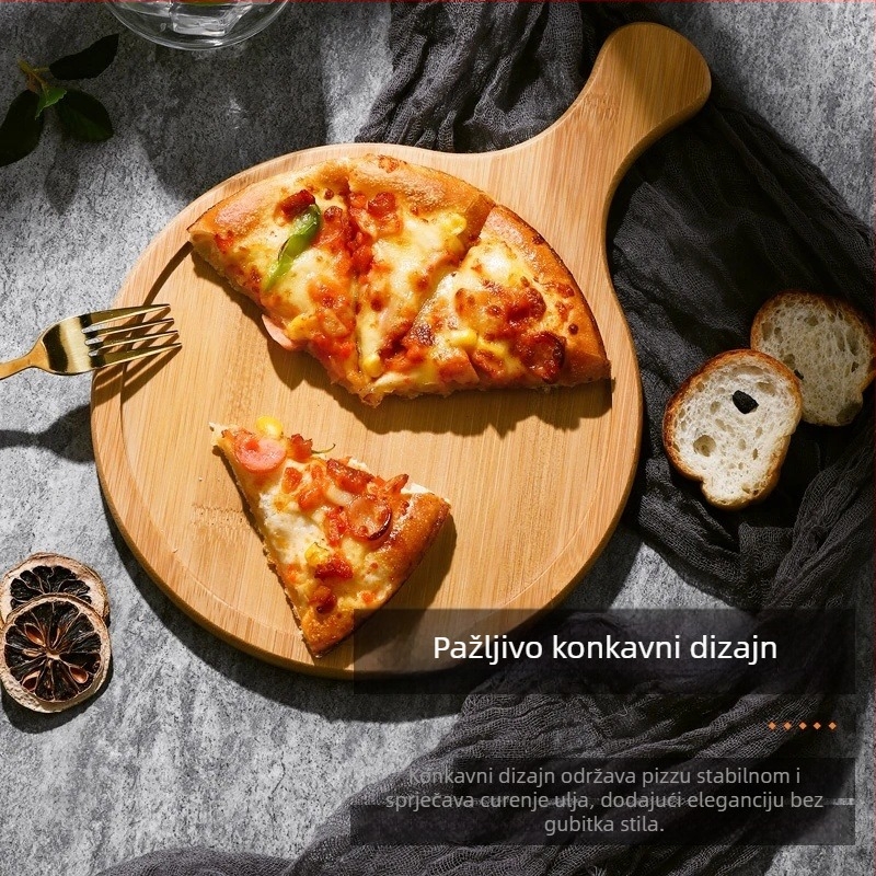 Okrugli bambus pladanj za pizzu, japanskog stila, jednobojan, površina premazana jestivim uljem