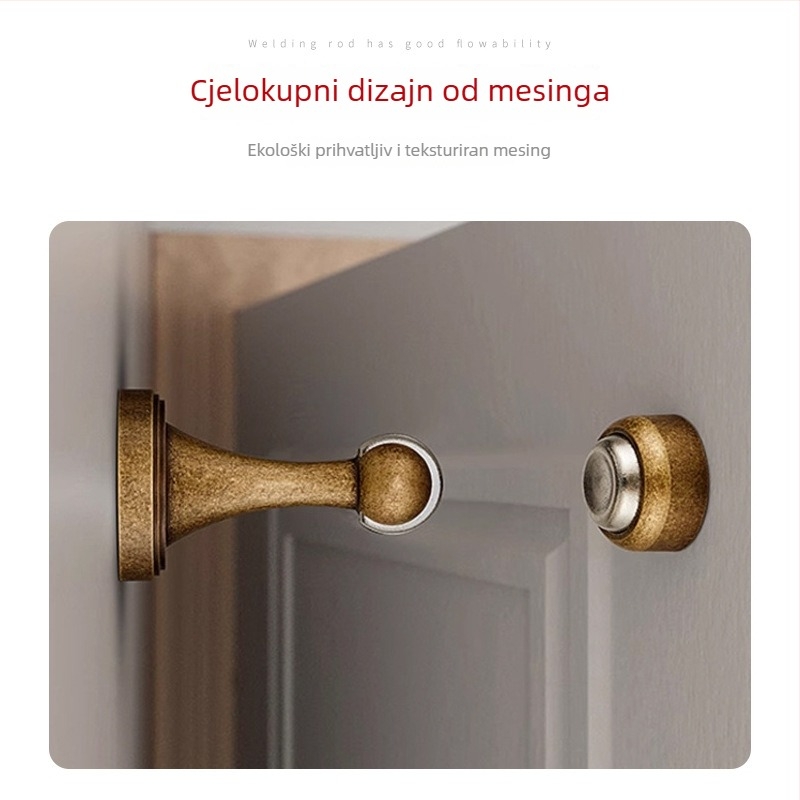 Stoper za vrata od bakra, zidni nosač, model 02, svijetao luksuzni stil