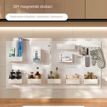 Kuhinjski magnetski pegboard zidni organizator - višestruka namjena, karbon čelik, moderni minimalistički stil, lansiran 2024