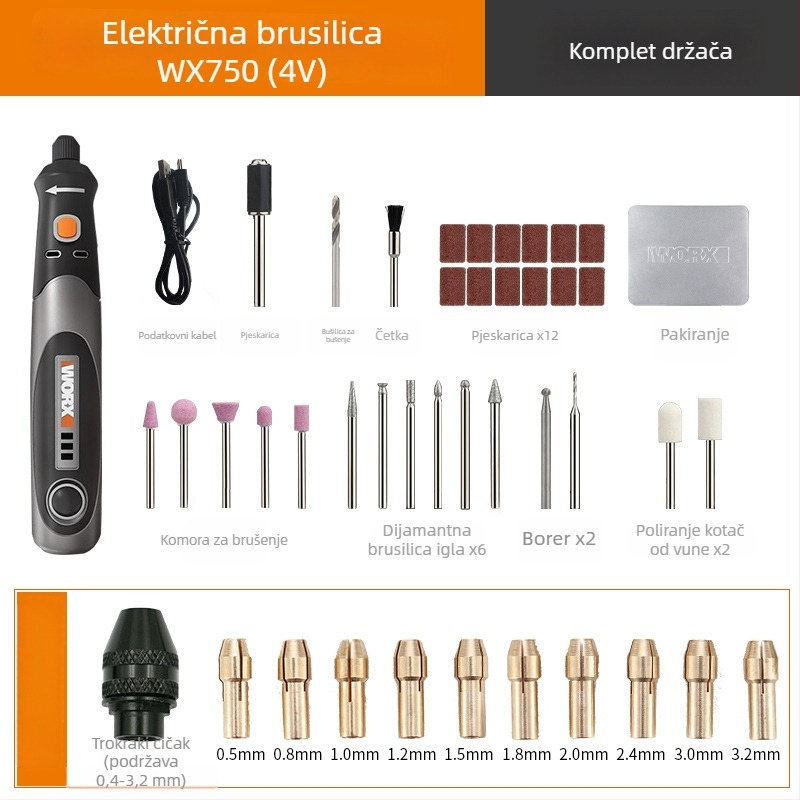 Bežični električni brus za graviranje i poliranje, punjivi, 5V napajanje