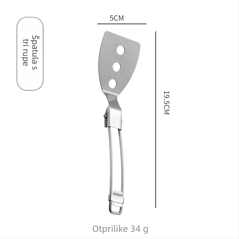 Set žlica i spatula - 304 nehrđajući čelik, sklopni za kampiranje, zaštita od opeklina, izdržljiv i otporan na deformacije, višenamjenski kuhinjski pribor