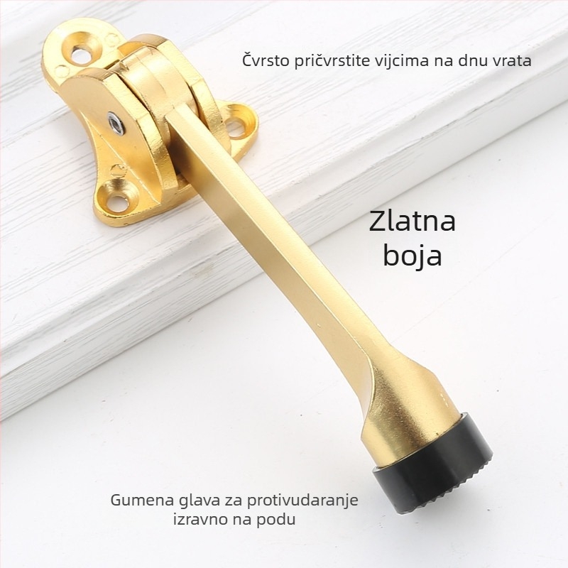 Podkovasti vrata stopper za sobna vrata, postavljen na pod, ručno upravljanje, cinkova legura i plastika, elektroplatinirani završetak
