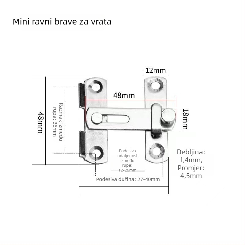 Nehrđajući čelični držač vrata, tip pin, poliran i završena bojom