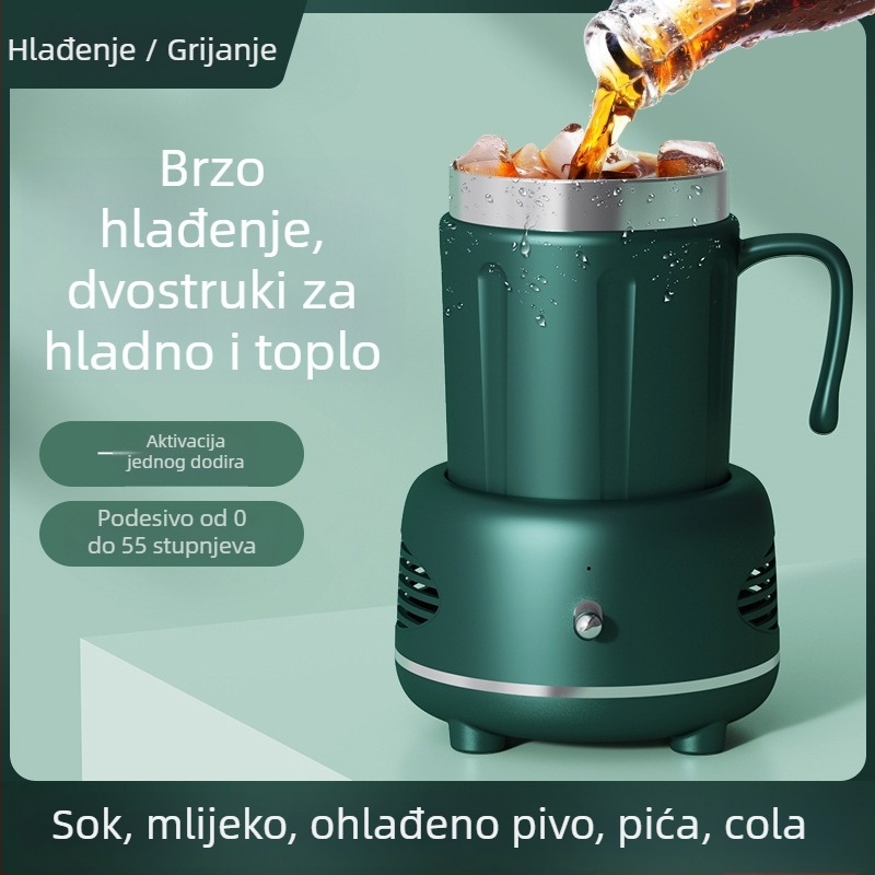 Šalica za tople i hladne napitke s USB napajanjem i ugrađenim grijanjem, unutarnji tank od nehrđajućeg čelika, kućište od ABS-a, kapacitet ispod 1 L