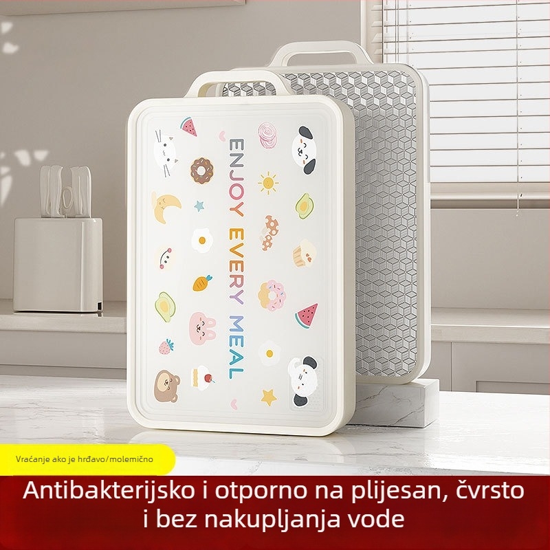Plastična dvostruka daska za rezanje s antibakterijskim i sterilizacijskim svojstvima, hrane klase, s dizajnom za postavljanje, vodootporna, lansirana 2024.