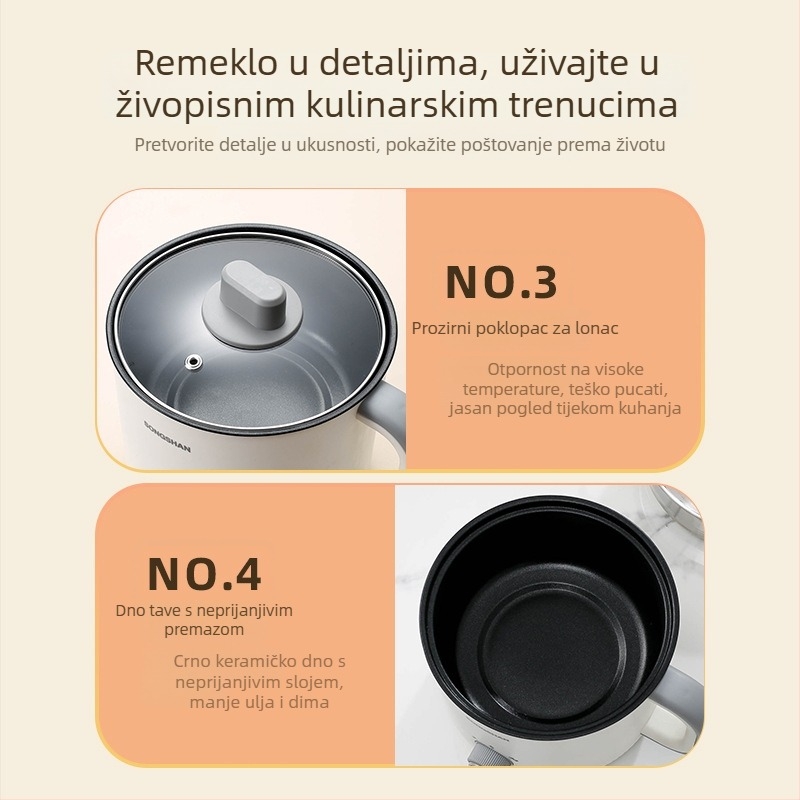 Električni lonac s dvostrukim slojem, unutarnja posuda od nehrđajućeg čelika s neprijanjajućim premazom, izoliran, jednostavno čišćenje, model 18b