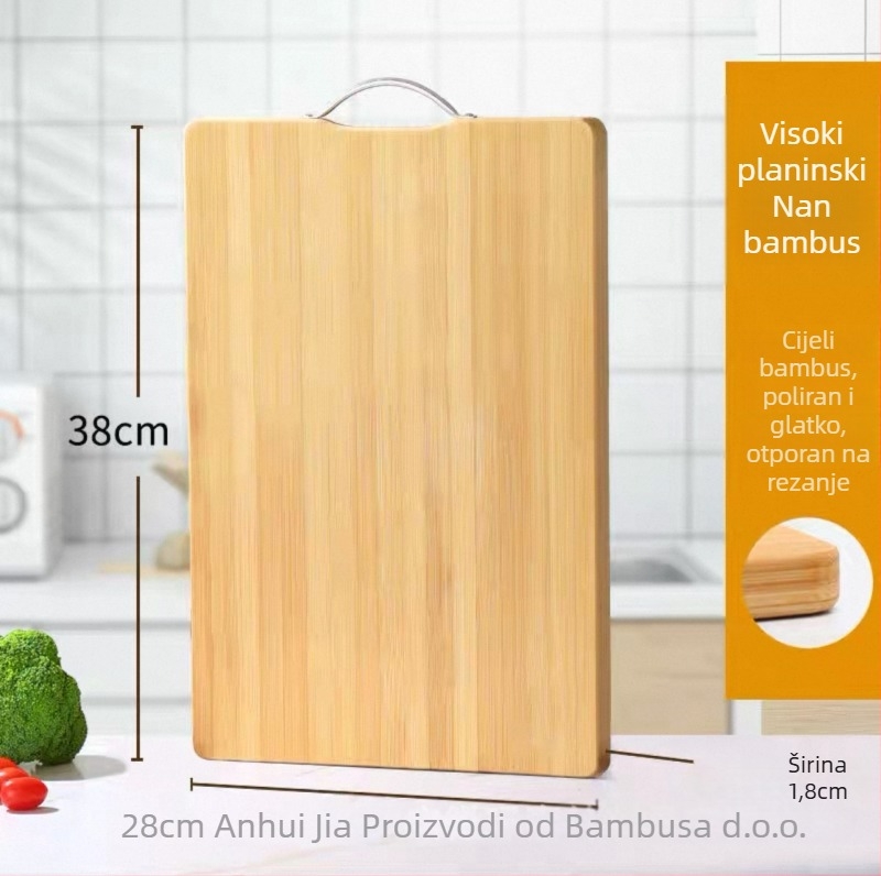 Daska za rezanje od bambusa, pravokutna, debela, dvostrana, antibakterijska i antifungalna, debljina 1,8 cm