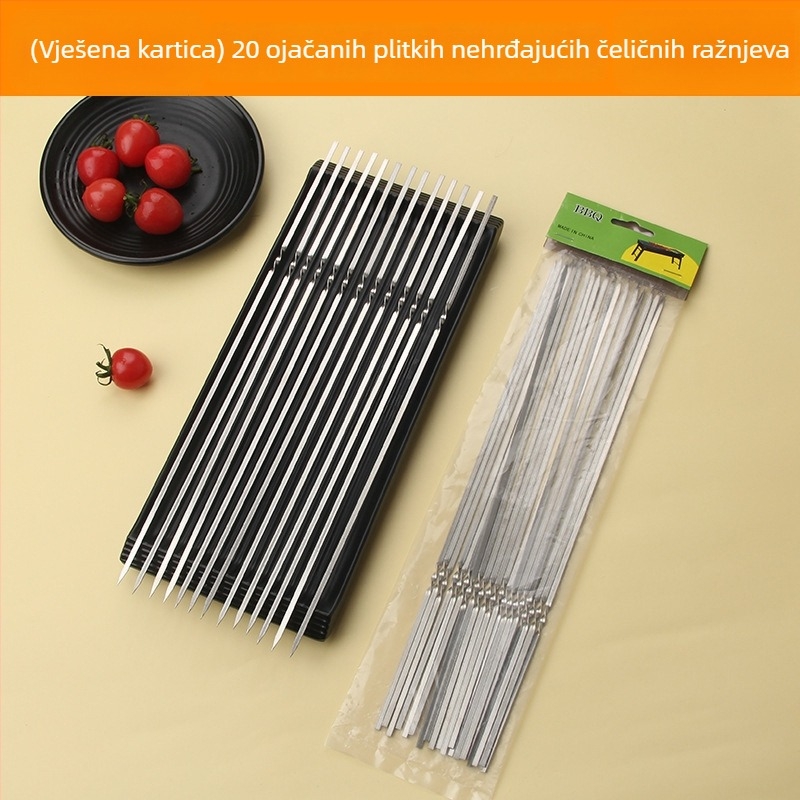 Nehrđajući čelični ražnjići za roštilj s drvenom ručkom u obliku tikve, paket 200, ponovno upotrebljivi.