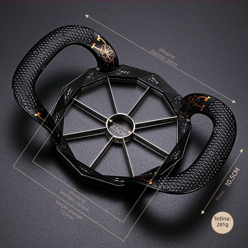 Alat za rezanje jabuka i voća od 304 nehrđajućeg čelika s uklanjanjem sjemenki, podijelnik voća, tisk logotipa