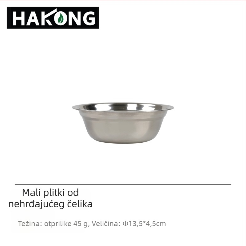 Harlem HALIN set posuđa od nehrđajućeg čelika za kampiranje, 18-dijelni, prijenosni za 4+ osobe, s 10 tanjuri i 8 zdjela