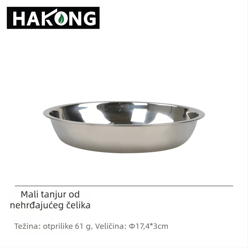 Harlem HALIN set posuđa od nehrđajućeg čelika za kampiranje, 18-dijelni, prijenosni za 4+ osobe, s 10 tanjuri i 8 zdjela