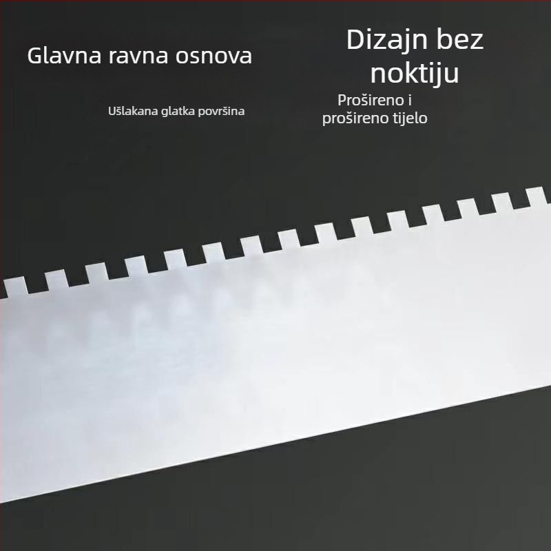 Nazubljena špatula od nehrđajućeg čelika s žljebom i kvadratičnim zubima za postavljanje pločica