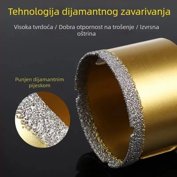 Bušilica za otvor za kutnu brusilicu – suho bušenje, višenamjenska, za mramor, vitrificirane cigle, kamen, granit i pločice; okrugla; Materijal: Brazing