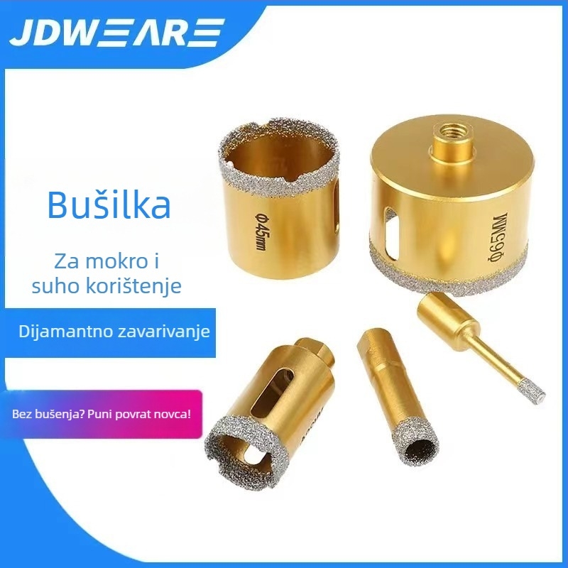 Bušilica za otvor za kutnu brusilicu – suho bušenje, višenamjenska, za mramor, vitrificirane cigle, kamen, granit i pločice; okrugla; Materijal: Brazing