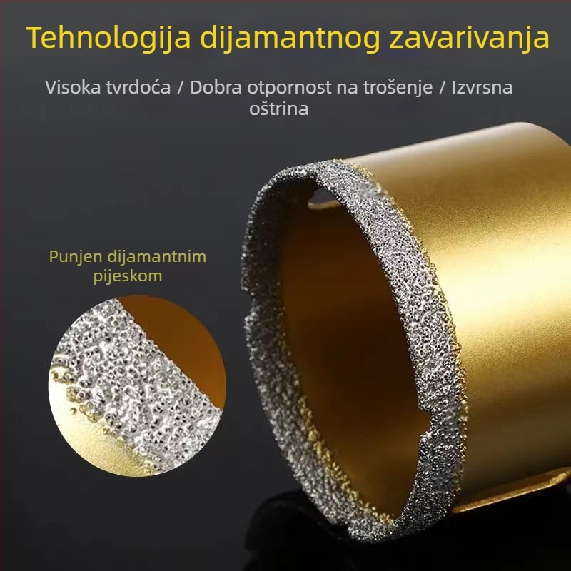 Bušilica za otvor za kutnu brusilicu – suho bušenje, višenamjenska, za mramor, vitrificirane cigle, kamen, granit i pločice; okrugla; Materijal: Brazing