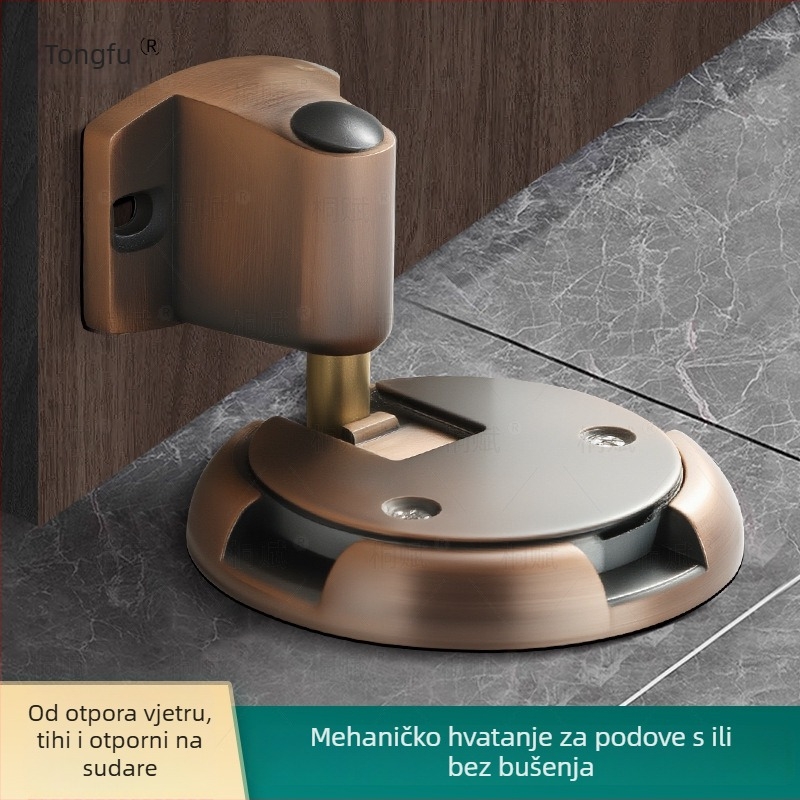 Držač vrata s podnim usisavanjem, automatsko upravljanje, cinkov legura, elektroplastični završni premaz, ugradnja na pod, moderni minimalistički dizajn