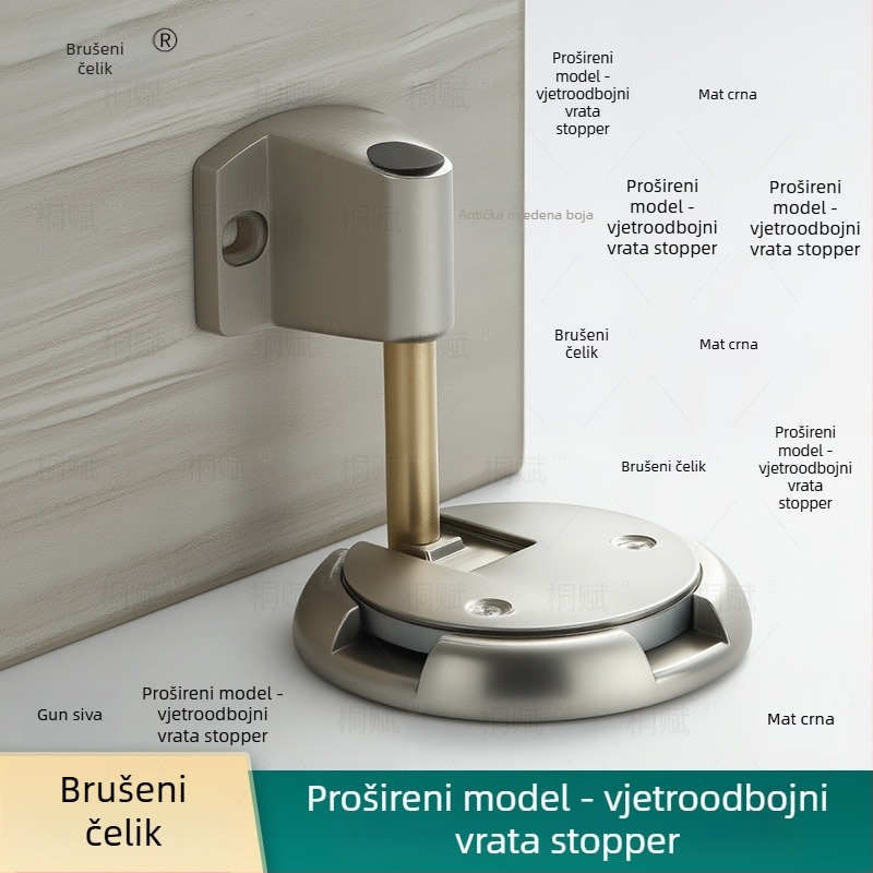 Držač vrata s podnim usisavanjem, automatsko upravljanje, cinkov legura, elektroplastični završni premaz, ugradnja na pod, moderni minimalistički dizajn