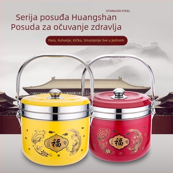 Višenamjenska posuda od nehrđajućeg čelika s izolacijom, višeslojno dno, kombinirani poklopac; kompatibilna s uobičajenim štednjama