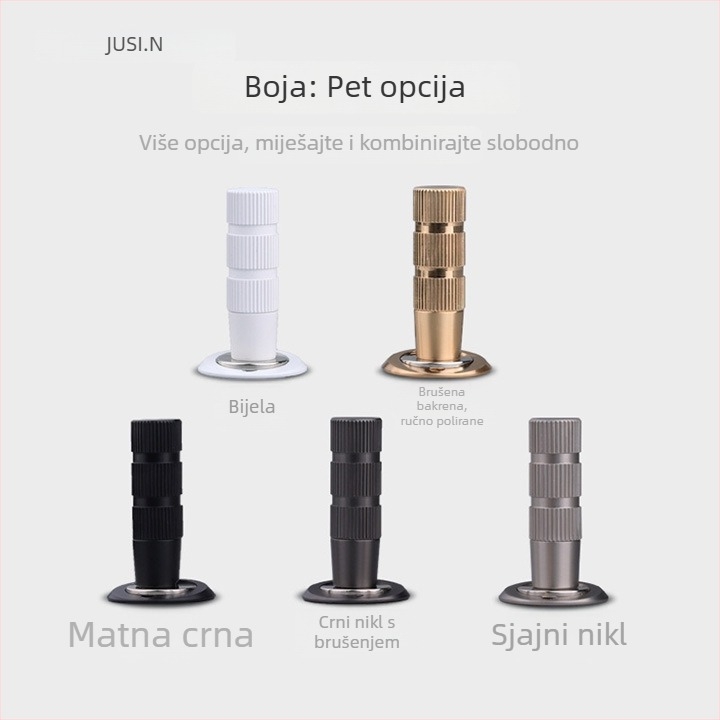 Skriveni stopper za vrata – Model JSA2201 • Materijal: bakar, aluminijski oksid • Skrivena konstrukcija • Ugradnja na pod • Automatsko djelovanje • Značka Jus'an • Stil: Moderni minimalizam