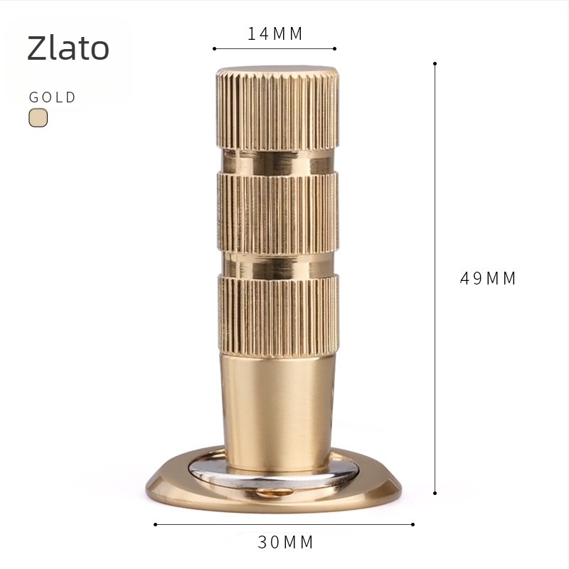 Skriveni stopper za vrata – Model JSA2201 • Materijal: bakar, aluminijski oksid • Skrivena konstrukcija • Ugradnja na pod • Automatsko djelovanje • Značka Jus'an • Stil: Moderni minimalizam