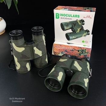 Dječji binokulari s kamuflažnim dizajnom, model 6×35, plastična konstrukcija