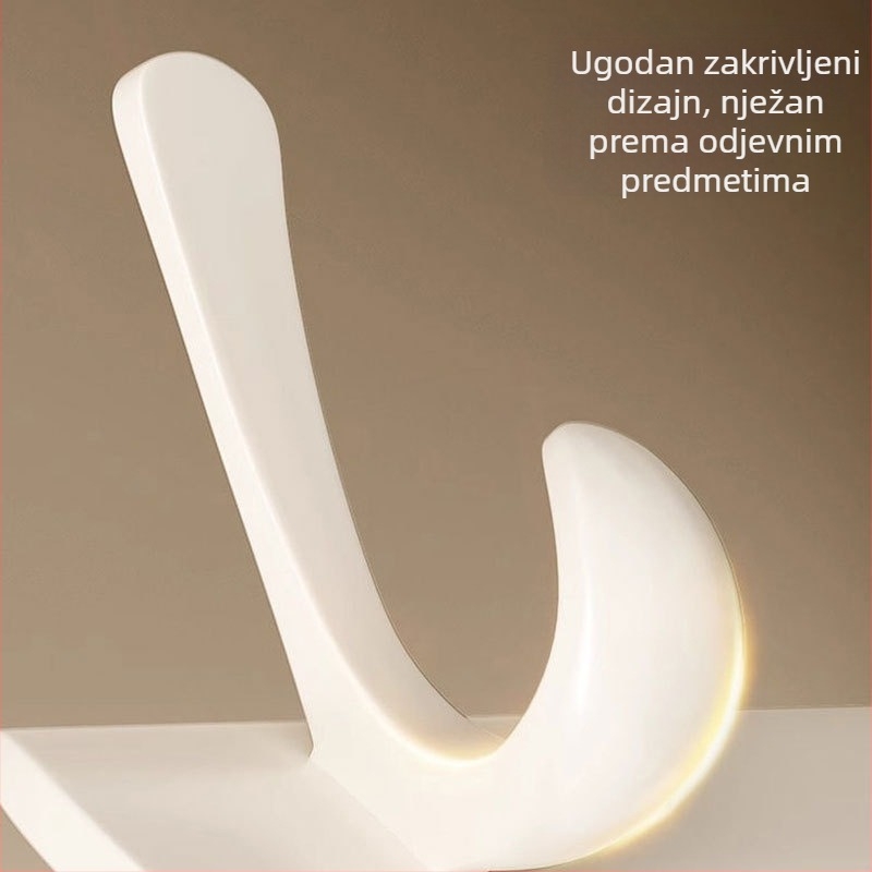 Ljepljivi vješalica za vrata, bez bušenja, od karbonske čelika + ABS, moderni minimalistički stil s tri reda kuka, nosivost 3-5 kg