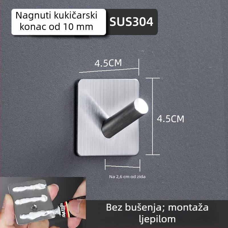 Samo-zalijepljena kukica za kapute od 304 nehrđajućeg čelika (304 nehrđajući čelik • brušena površina • moderan minimalistički stil • težina 0.2)